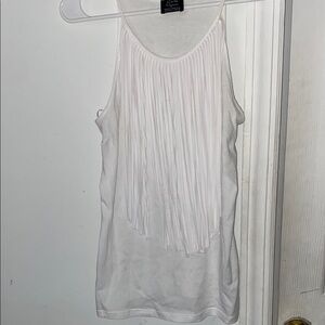 White Fringe Tank Top